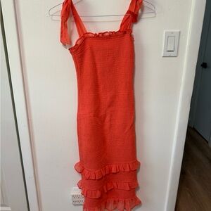 Abercrombie & Fitch | Vibrant Orange/Coral Ruffle Dress NWT
